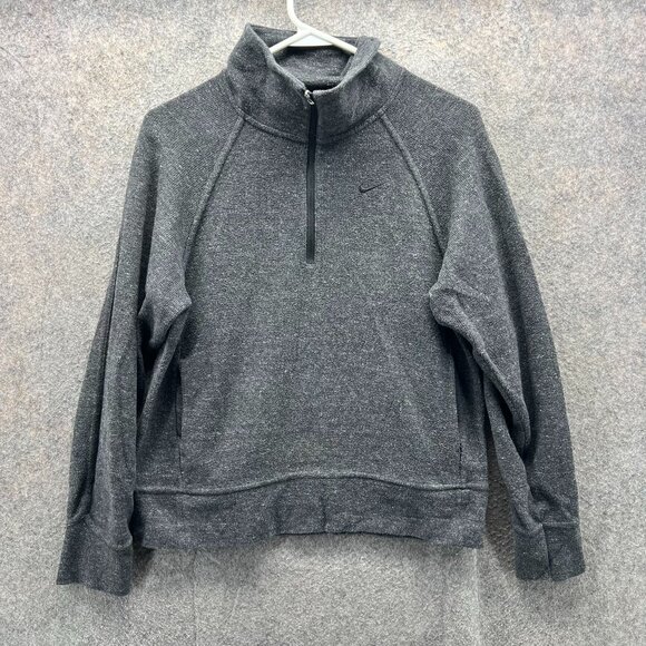 Nike Sweatshirt Womens XS Gray 1/4 Zip Pullover Funnel Neck Knit Fleece Jacket - Picture 1 of 12